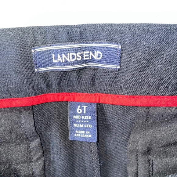 LANDS'END Women's Black Mid Rise Slim Leg Dress Pants - Picture 3 of 8